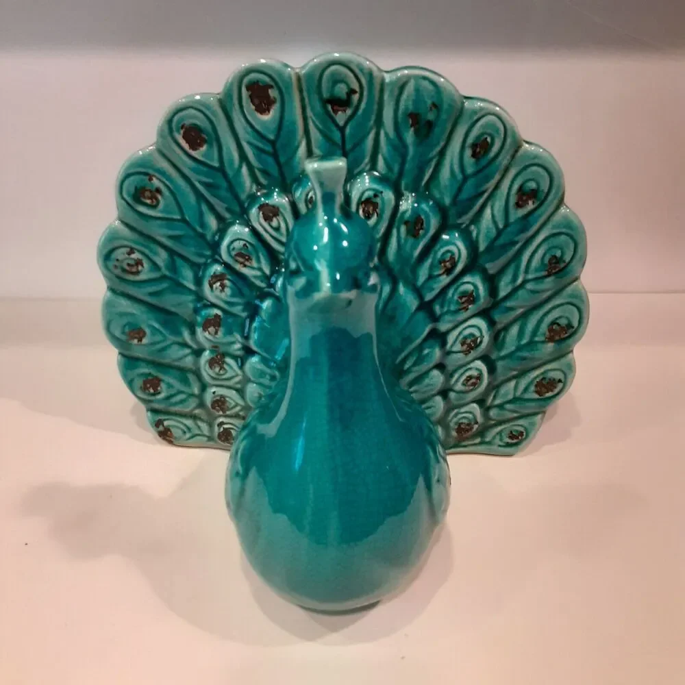 Vintage Italian Majolica Peacock Stunning Unique 11